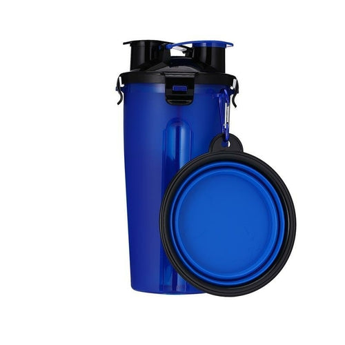 Portable 2 in 1 Dog Water Bottle With Bowls - Durable Lightweight Leak Proof On the Go Puppy Travel Water Bottle with Food Container Pet Feeding Gift