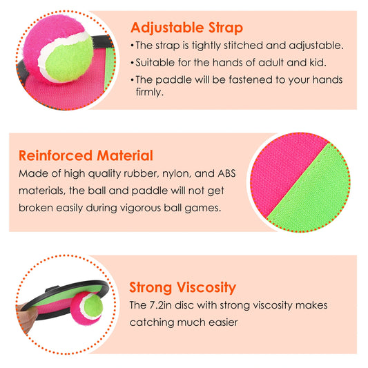 Toss and Catch Paddle Ball Game Set - Paddle Ball Set Beach Toys Camping Outdoor Fun Games & Yard Games for Family