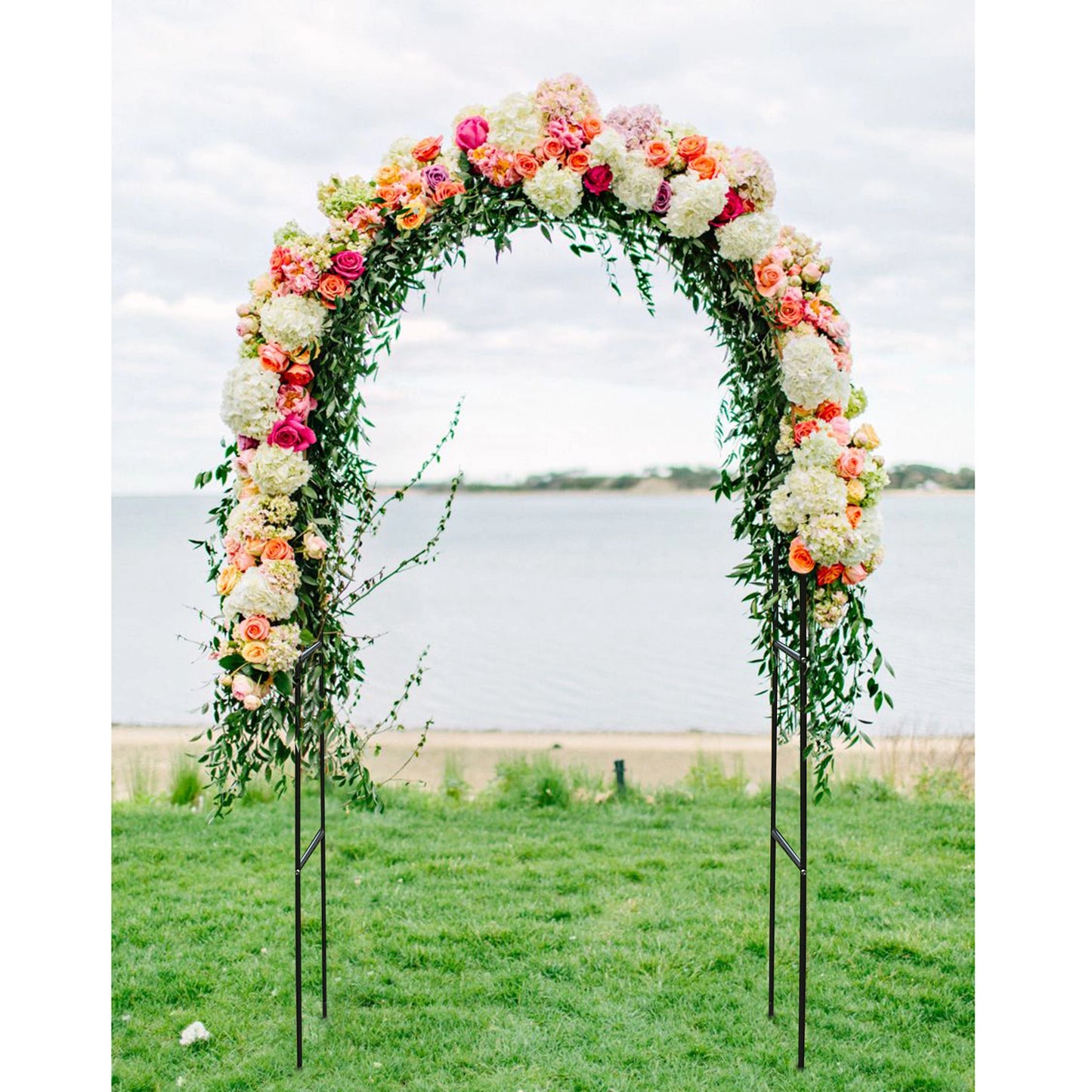 Metal Garden Arch Trellis; Adjustable Arbor Trellis for Garden Climbing Plants Support or Wedding Decor