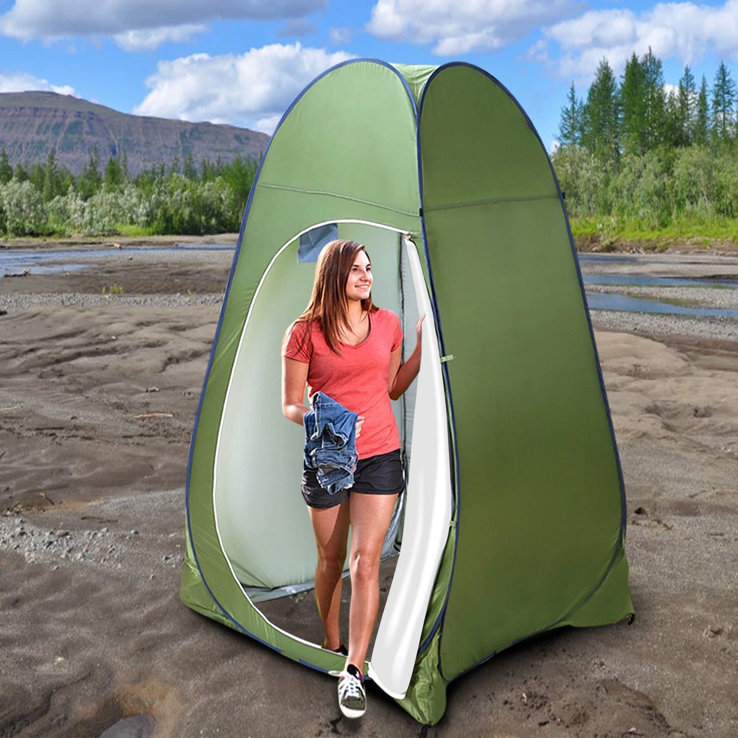 Camping Toilet Pop Up Changing Tent - Outdoor Large Travel Portable Shower 1-Person Privacy Tent for Toilet