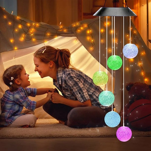 Solar-Powered Crystal Ball Wind Chime Light - The Color-Changing Solar LED String for Enchanting Evenings