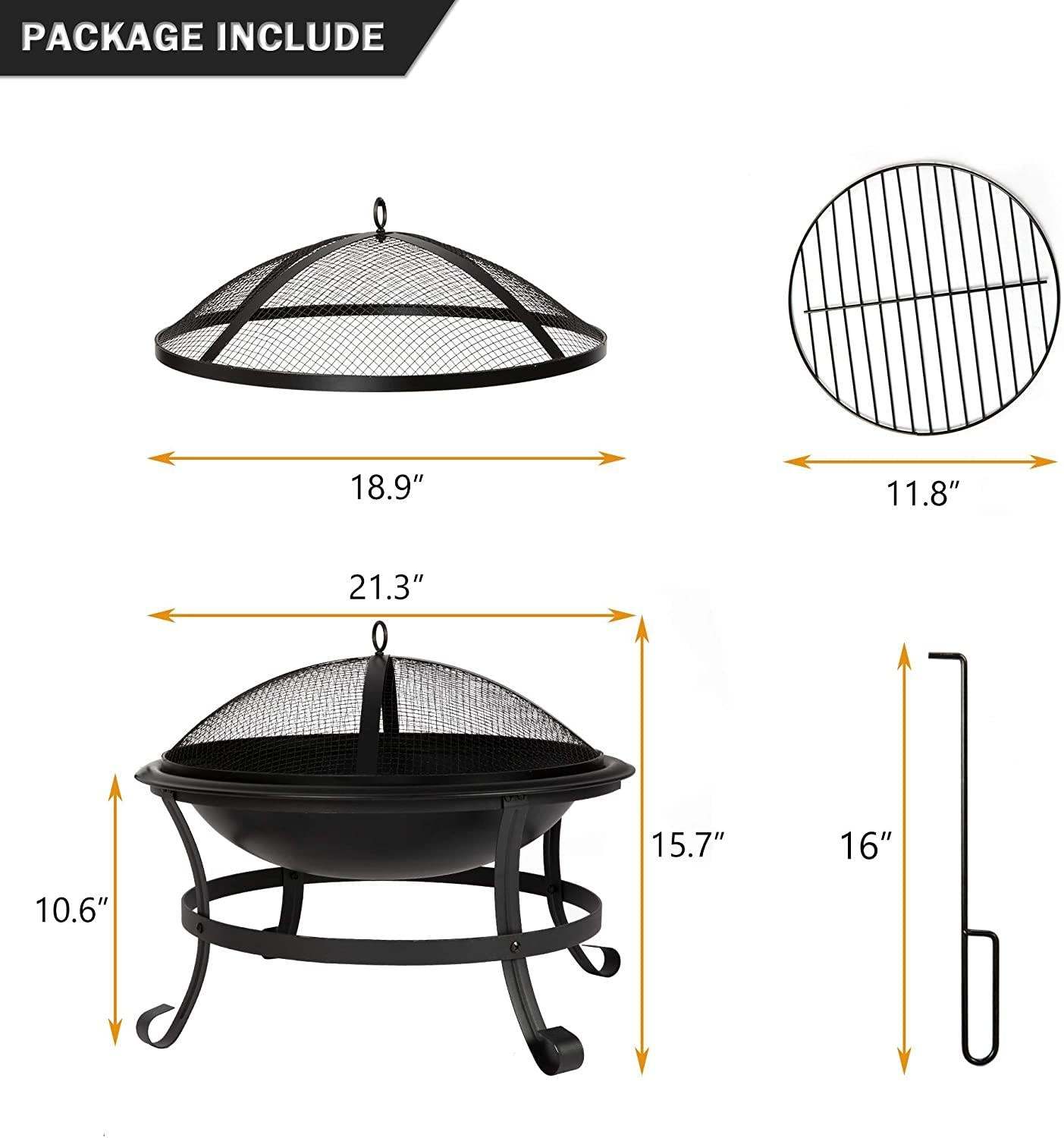 Outdoor Wood Burning BBQ Grill Firepit