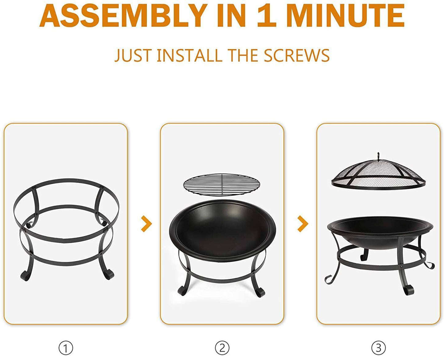 Outdoor Wood Burning BBQ Grill Firepit