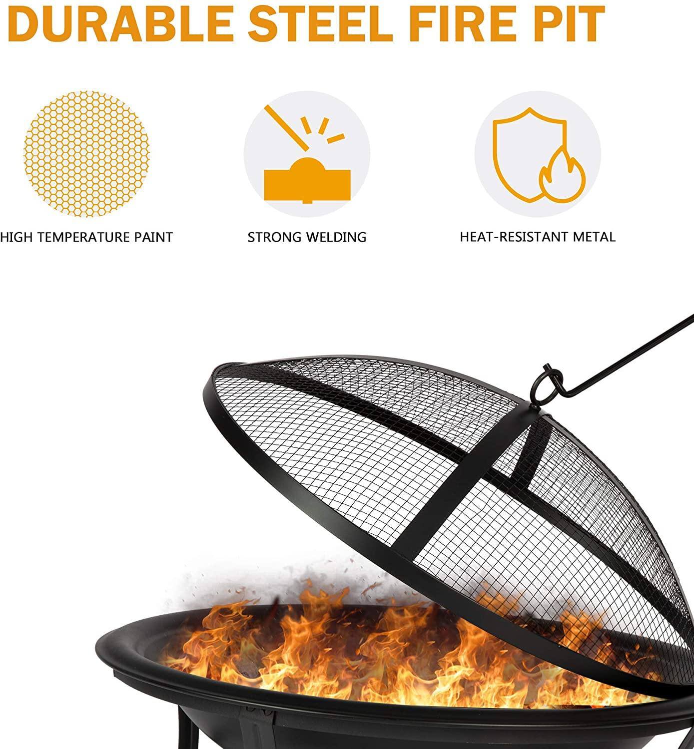 Outdoor Wood Burning BBQ Grill Firepit