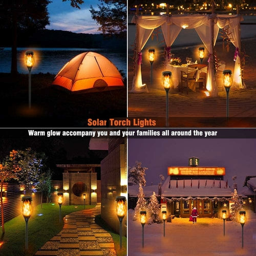Waterproof Solar-Powered LED Torch Lights with 33 Flickering Flames for Outdoor Gardens and Walkways