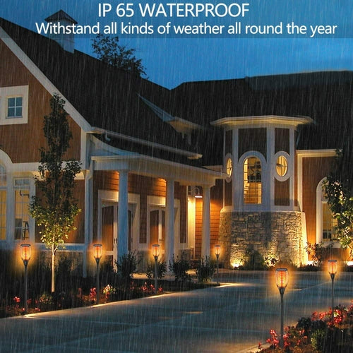 Waterproof Solar-Powered LED Torch Lights with 33 Flickering Flames for Outdoor Gardens and Walkways