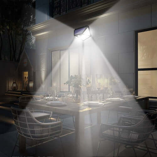 100-LED Solar-Powered Wall Light with 4 Adaptive Modes and PIR Motion Sensor: Waterproof