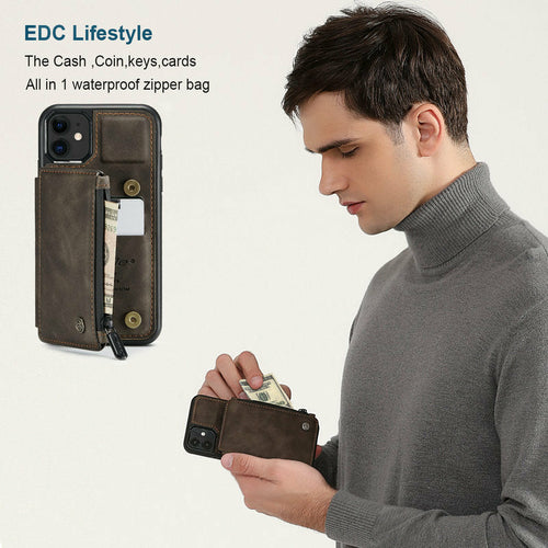 Luxury Slim Zipper Coin Bag Wallet & Photo Slot Case for iPhone - Your Best Travel Accessory