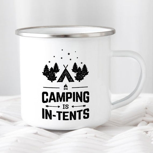 Camping Is In-Tents Enamel Mug - Perfect Outdoor Companion