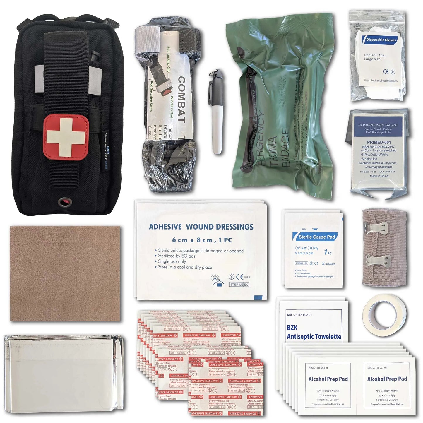 Field First Aid Kit (IFAK) Personal Camping Gear Emergency Survival Kit Backpack Medical Kit for Hiking 44 Piece Travel Kit