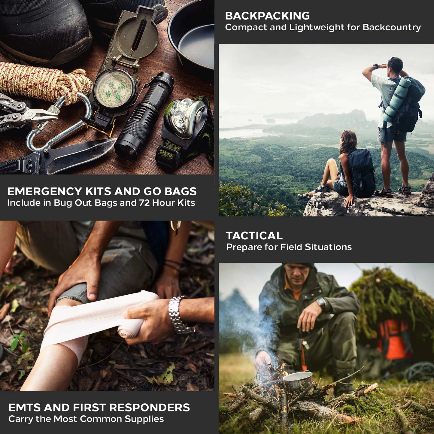 Field First Aid Kit (IFAK) Personal Camping Gear Emergency Survival Kit Backpack Medical Kit for Hiking 44 Piece Travel Kit