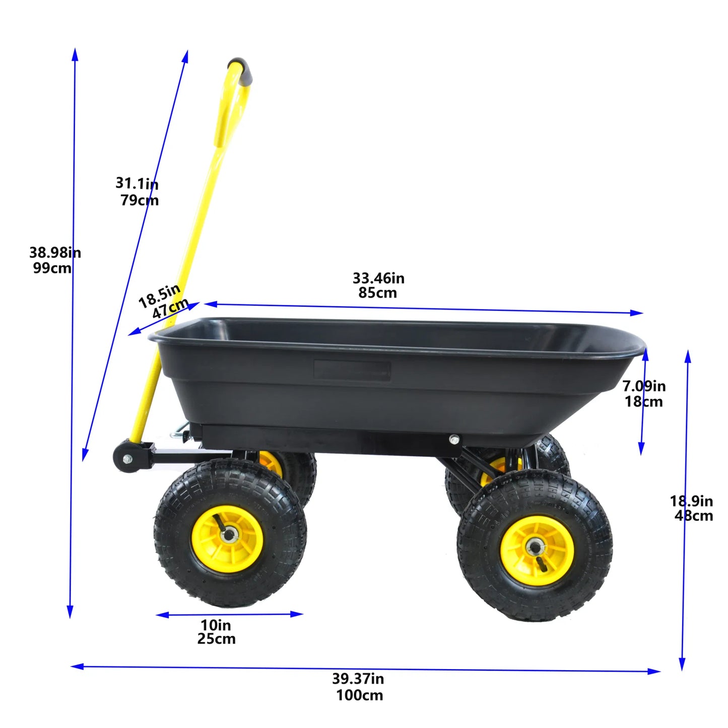 Folding wagon Poly Garden Dump Cart with Steel Frame and 10-in. Pneumatic Tires; 300-Pound Capacity