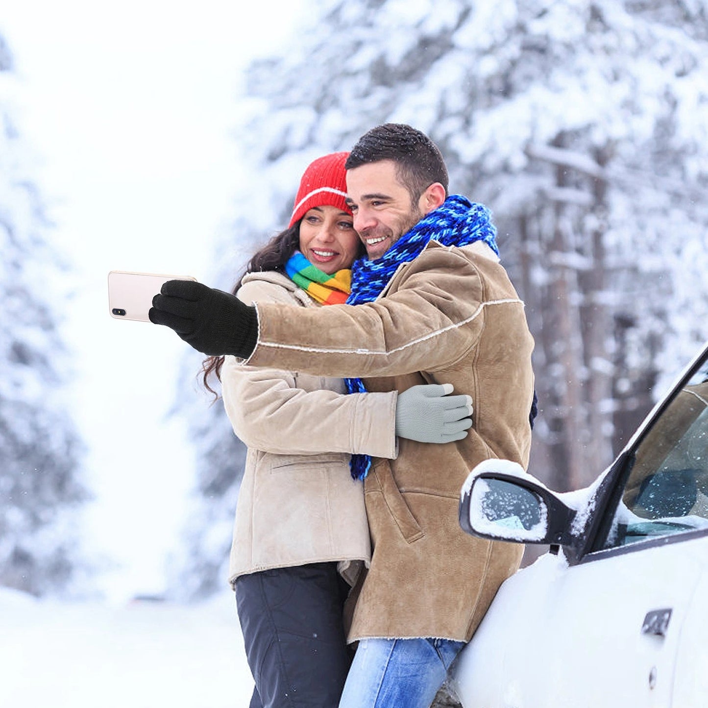 Unisex Winter Knit Gloves Touchscreen Outdoor Windproof Cycling Skiing Warm Gloves Texting