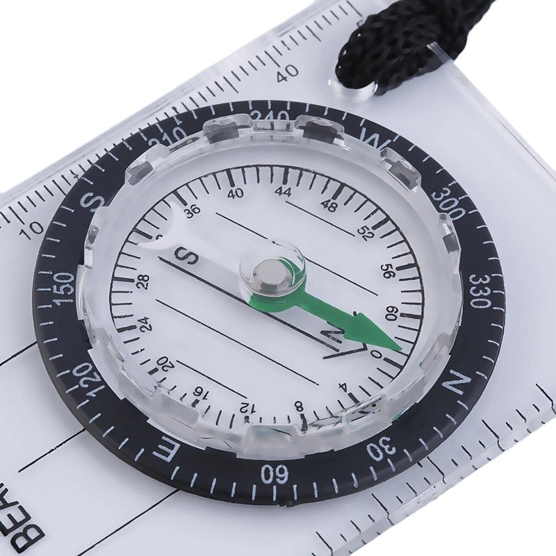 Outdoor Backpacking Transparent Plastic Compass Tool For Camping; Hiking; Proportional Footprint Travel Military Compass With MM And INCH Ruler Meter Scales; Travel Kits For Kids