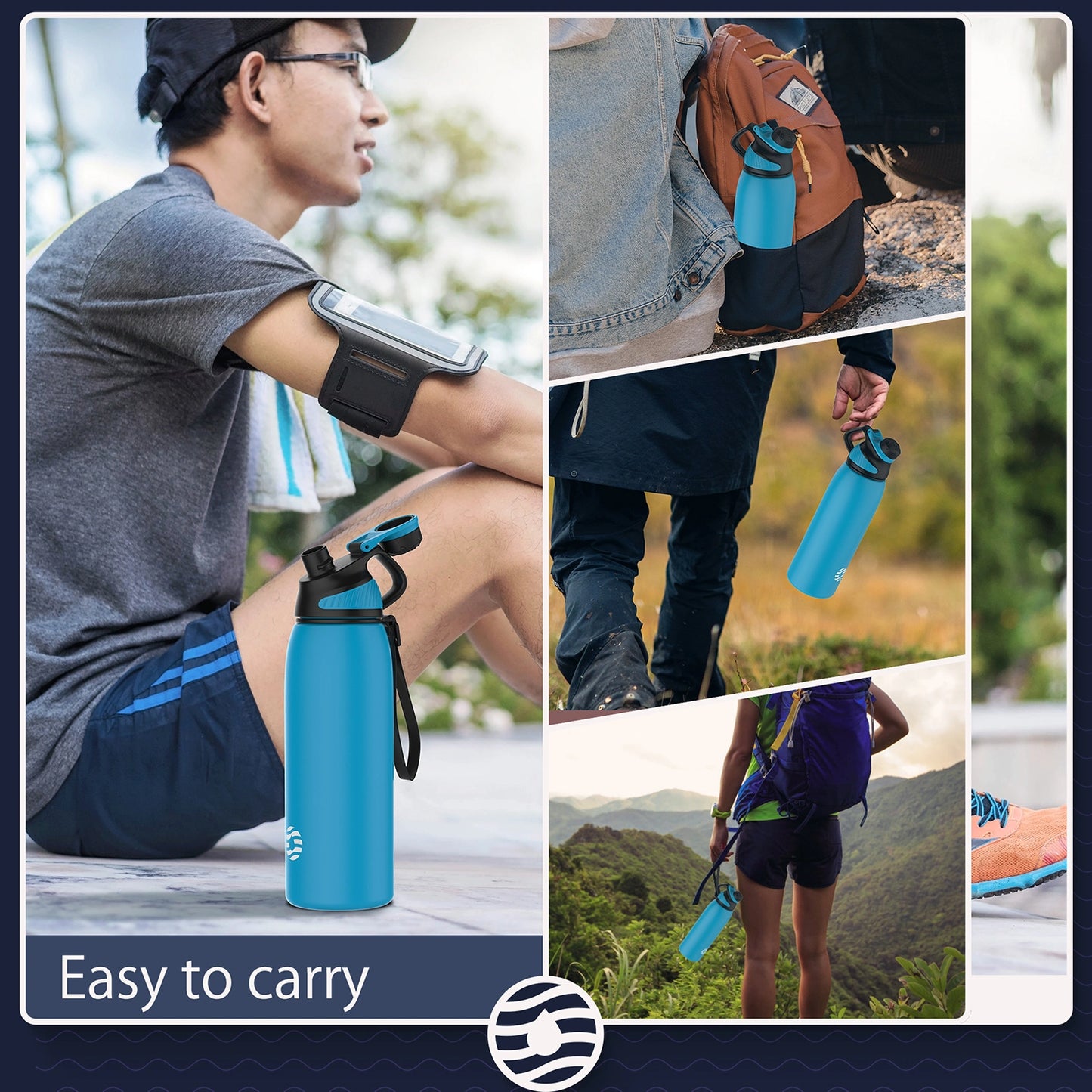 Healter Insulated Water Bottle - Leak Proof Hydro Flask Water Bottles Stainless Steel Sports Travel Bottle for Gym - 20oz