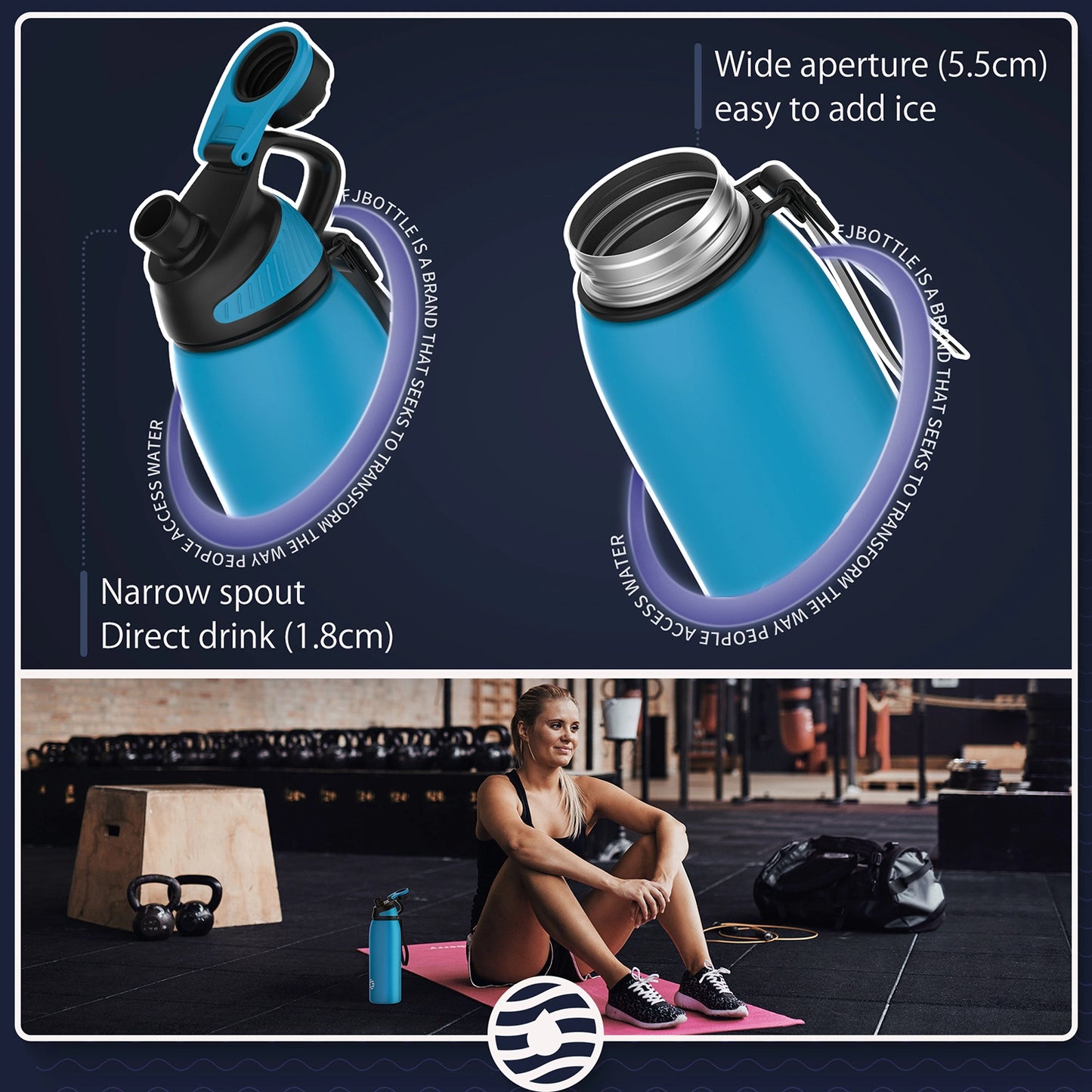 Healter Insulated Water Bottle - Leak Proof Hydro Flask Water Bottles Stainless Steel Sports Travel Bottle for Gym - 20oz