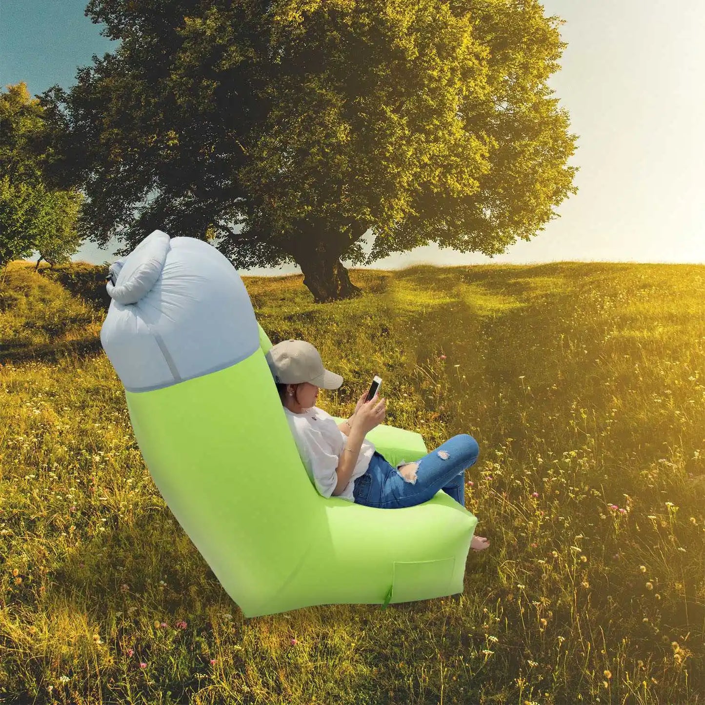 Inflatable Lounger Air Sofa Chair Couch with Portable Organizing Bag - Waterproof Anti Leaking for Backyard Lakeside Beach Traveling Camping Picnics