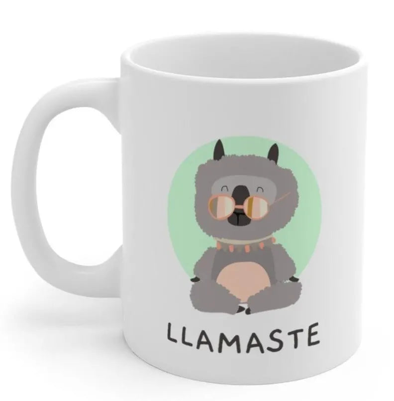 Llamaste Ceramic Yoga Mug - 11 oz White Coffee & Tea Cup