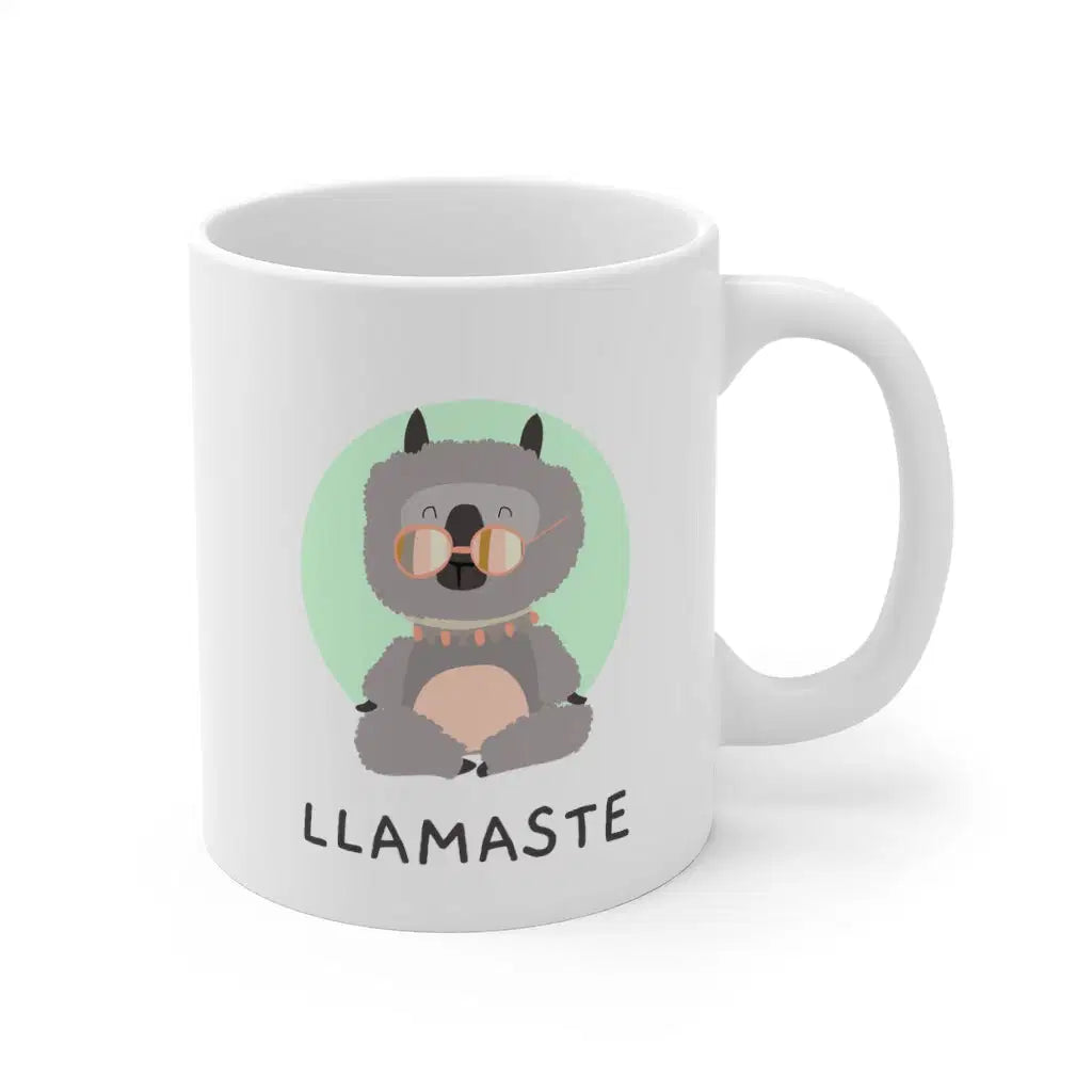 Llamaste Ceramic Yoga Mug - 11 oz White Coffee & Tea Cup