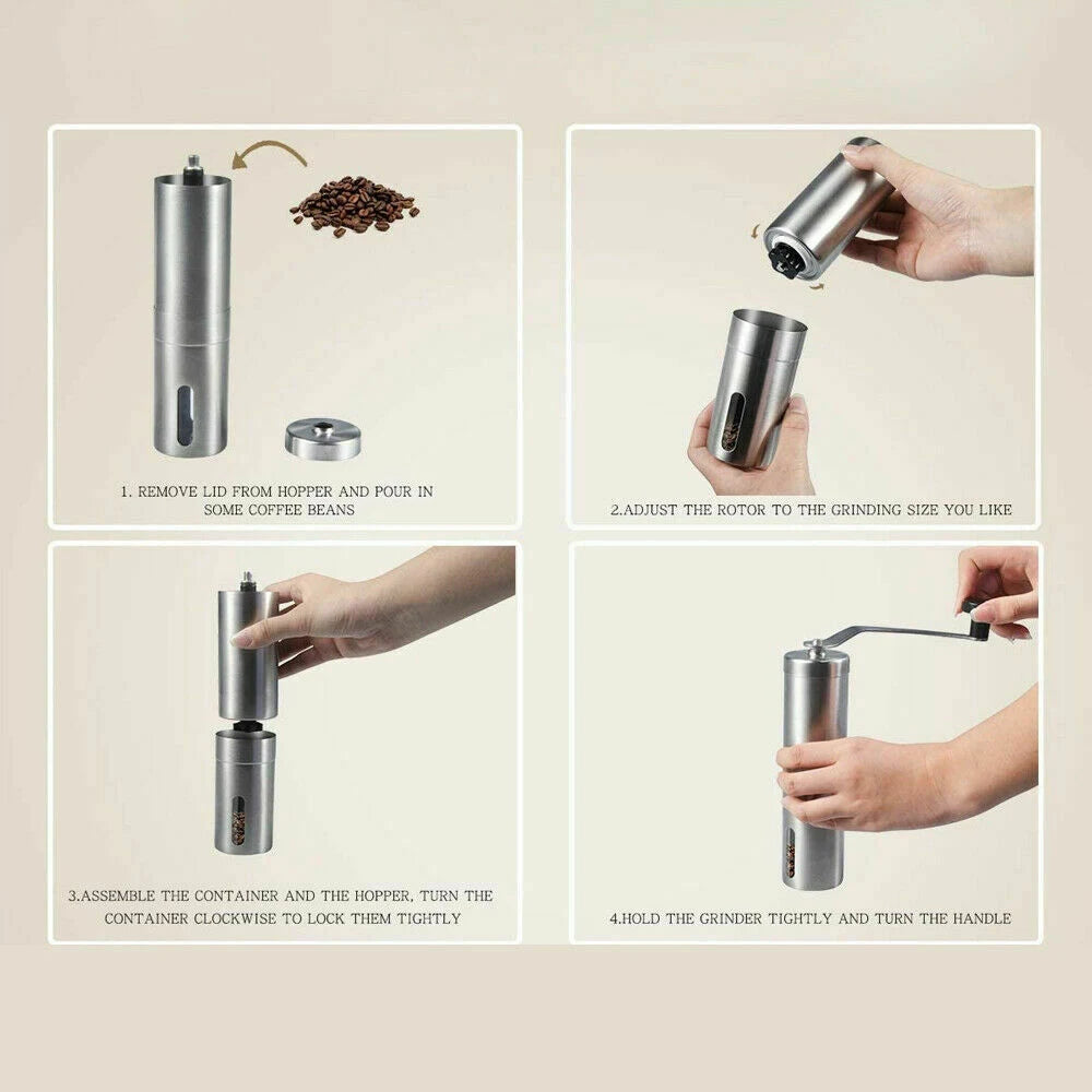 Manual Coffee Grinder Portable Hand Coffee Bean Grinder Mills Salt Pepper Grinder Stainless Steel Kitchen Accessories