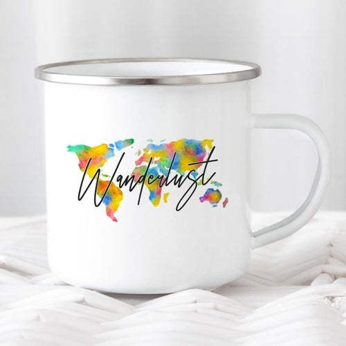 Wanderlust Enamel Mug - Rustic Charm Meets Modern Design