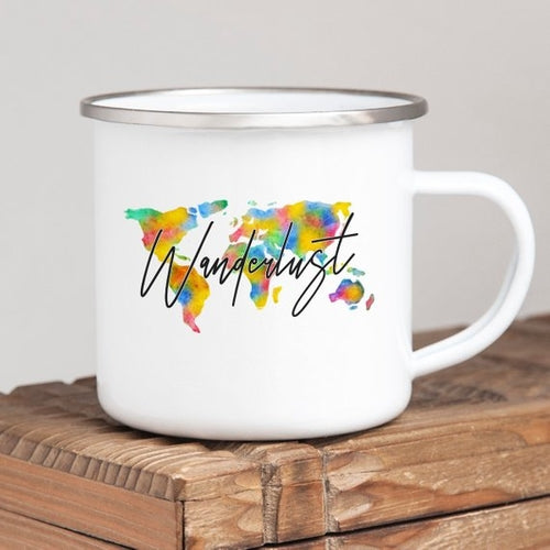 Wanderlust Enamel Mug - Rustic Charm Meets Modern Design