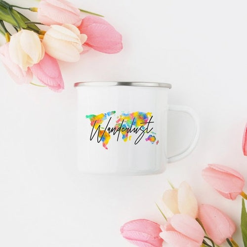 Wanderlust Enamel Mug - Rustic Charm Meets Modern Design