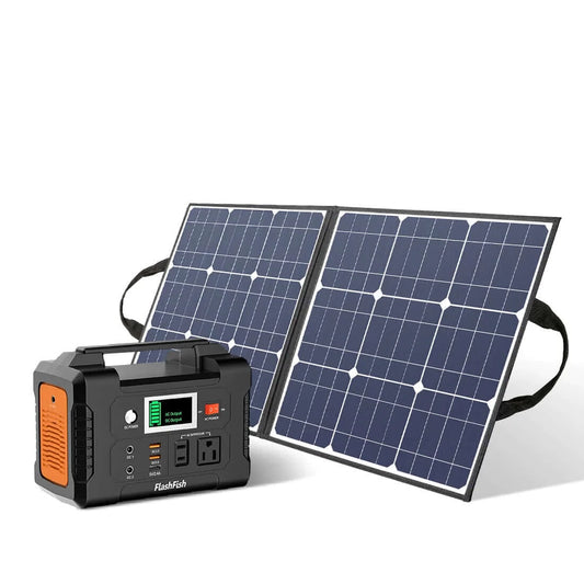 200w Portable Power Station With Solar Panel Camping Flashlight 40800mah Solar Generator With 50w 18v Foldable Solar Charger