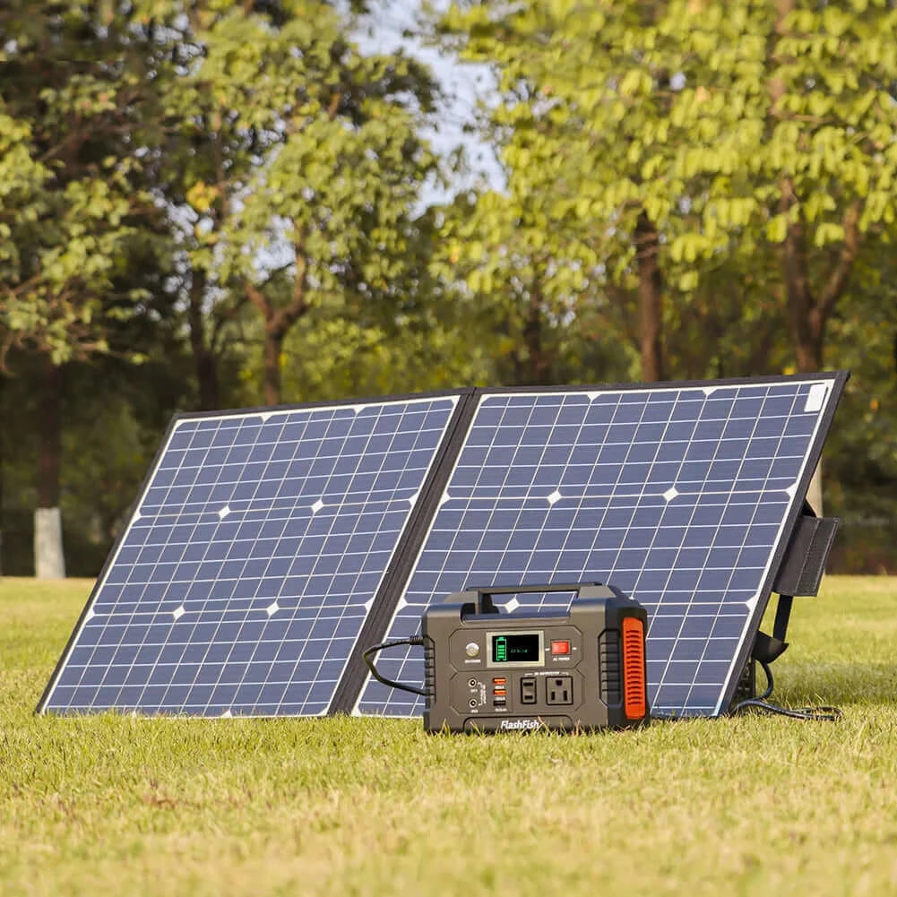 200w Portable Power Station With Solar Panel Camping Flashlight 40800mah Solar Generator With 50w 18v Foldable Solar Charger