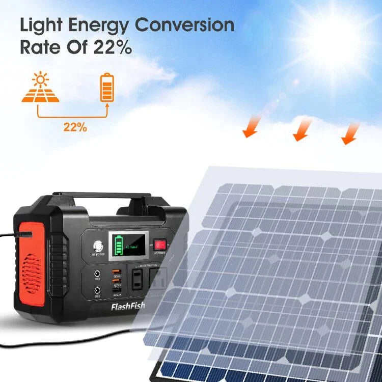200w Portable Power Station With Solar Panel Camping Flashlight 40800mah Solar Generator With 50w 18v Foldable Solar Charger