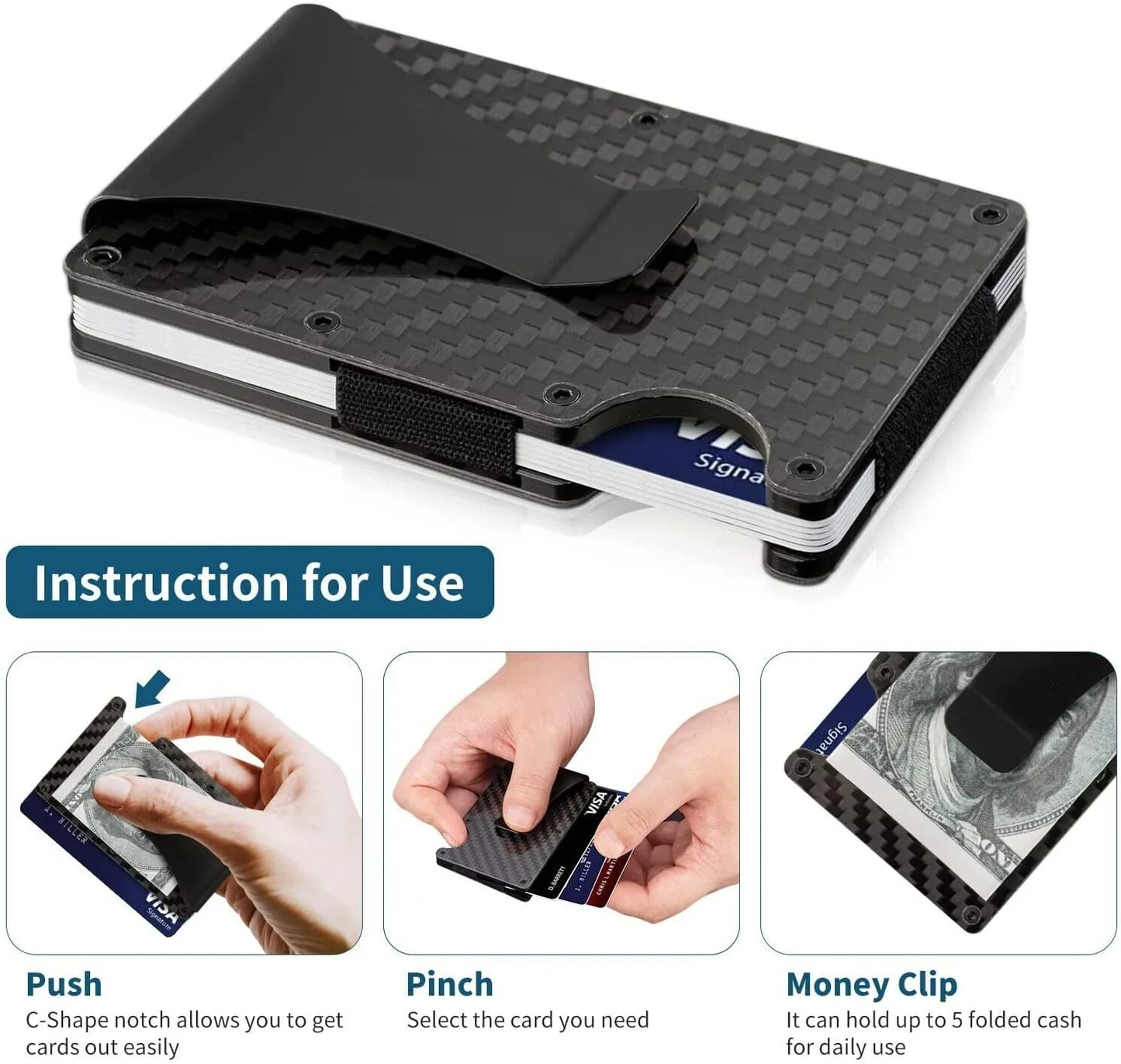 RFID Wallet for Men - Money Clip Card Holder Wallet - Travel Slim Men's Wallets, Card Cases & Money Organizers Gifts for Men