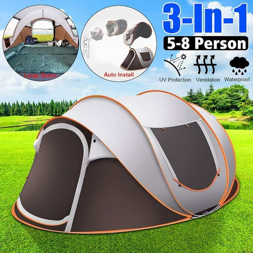 Pop Up Camping Tent - Waterproof Hiking Tents for 4 to 5 Persons - Large Tents Automatic Tarp Tent for Outdoor, Beach