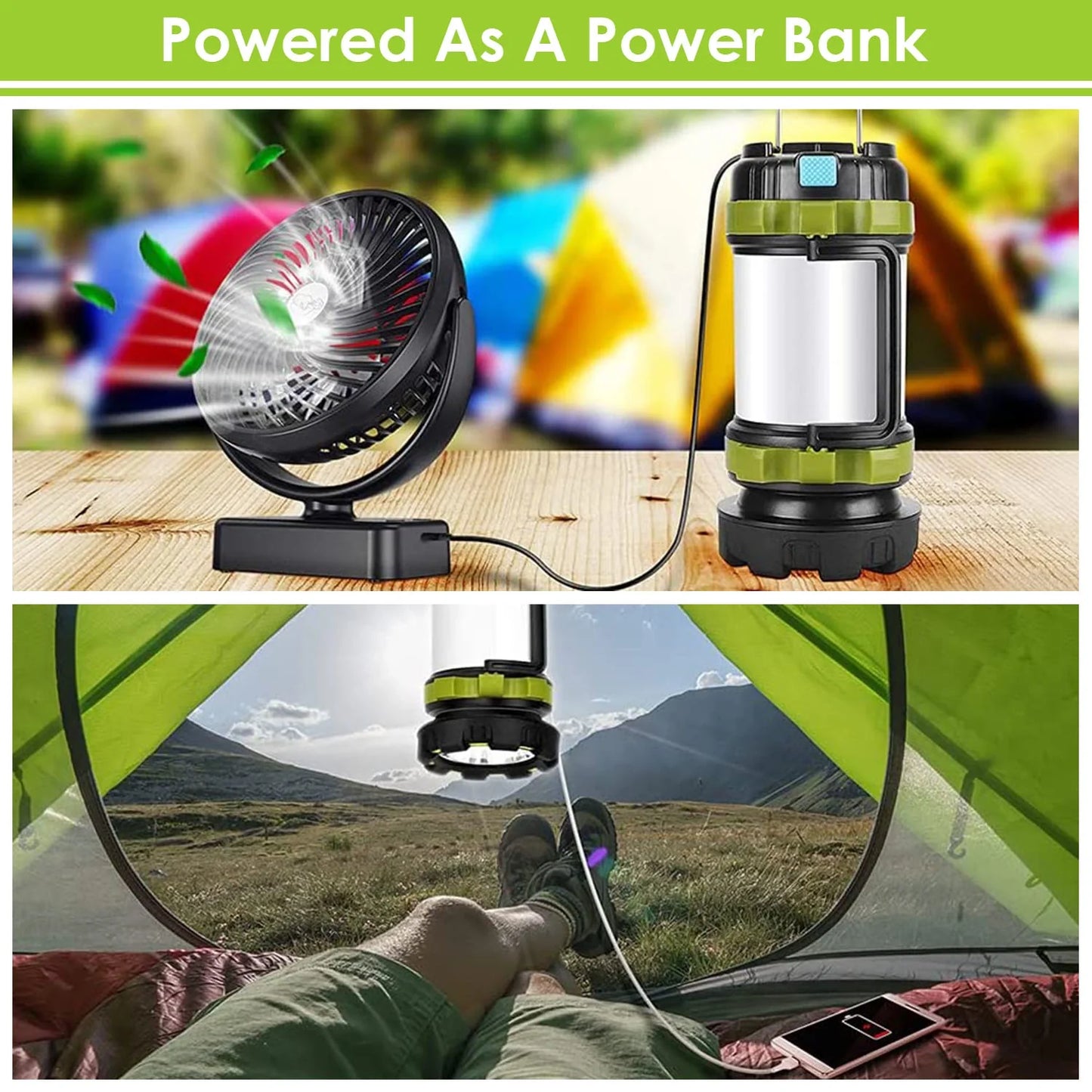 Outdoor Camping Lantern - Emergency Light 6 Lighting Modes Rechargeable Outdoor Activities Camping, Hiking, Lantern (2Pcs)