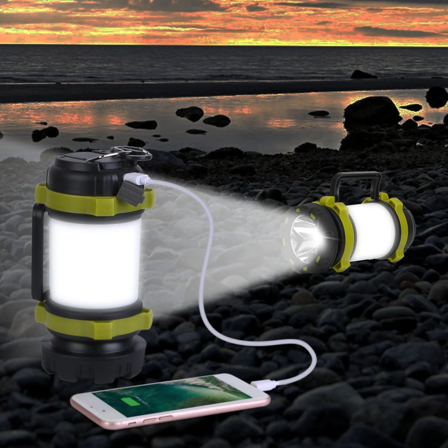 Outdoor Camping Lantern - Emergency Light 6 Lighting Modes Rechargeable Outdoor Activities Camping, Hiking, Lantern (2Pcs)