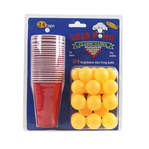Ping Pong Set Wine Cup Game - Beer Pong Party Games Yard Pong Throwing Drinking Props Christmas Games 24 Cups & Balls