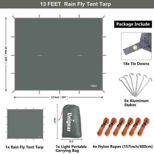 Camping Tarp Waterproof Rain Shelter - Camping Shade Canopy Hammock Tent - Large Heavy Duty Tent Tarp for Outdoor