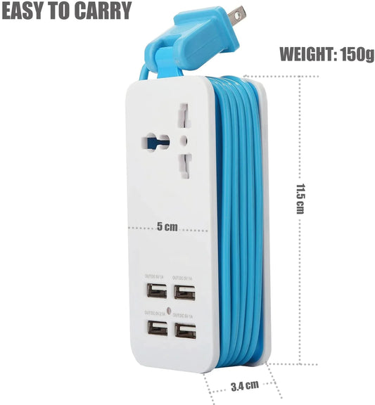 4 Port USB Charging Station - Universal Multi Phone Charger Station & Chargers for Multiple Devices, 5-foot Cord