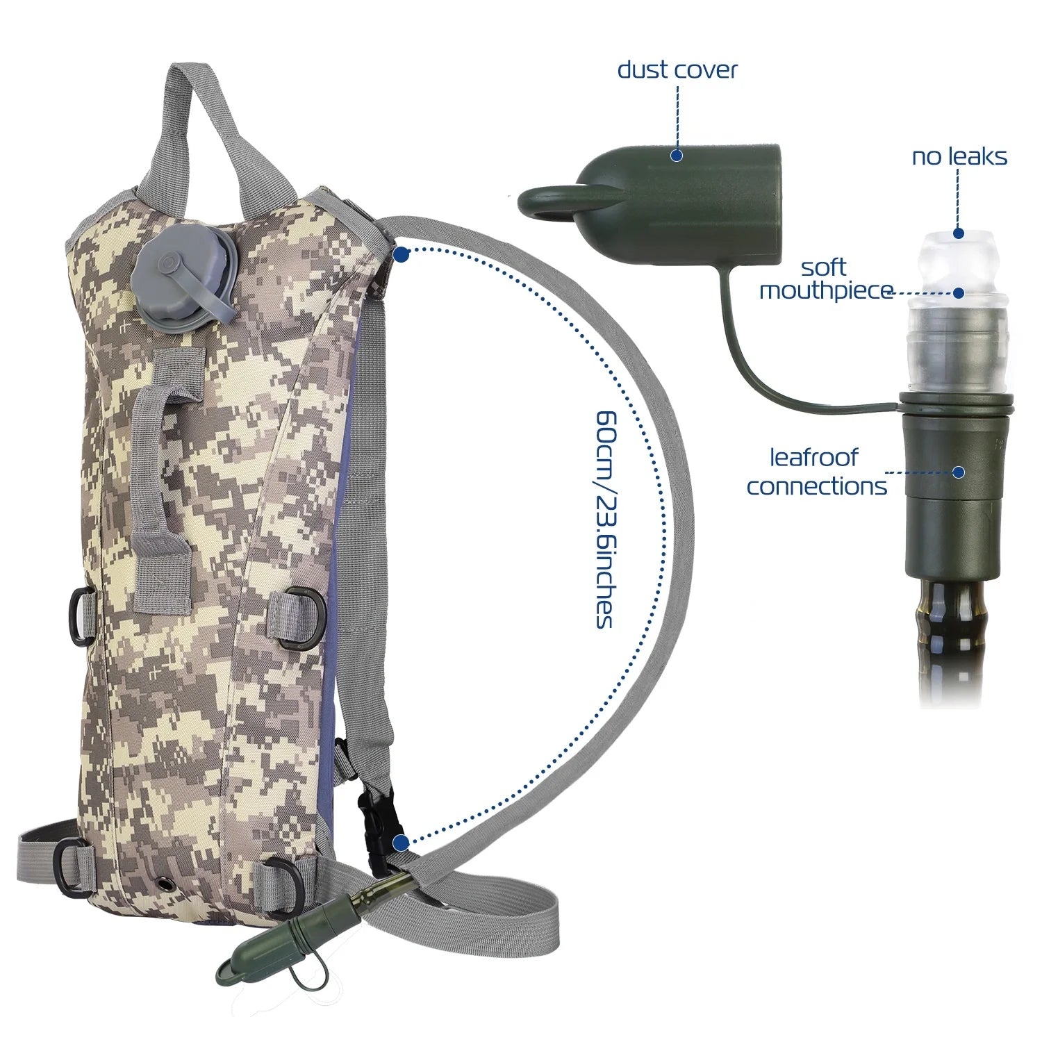 Tactical Hydration Backpack Water Pack Hydration Bladder Leak Proof 3L Water Bag for Camping Running Climbing Biking Hiking