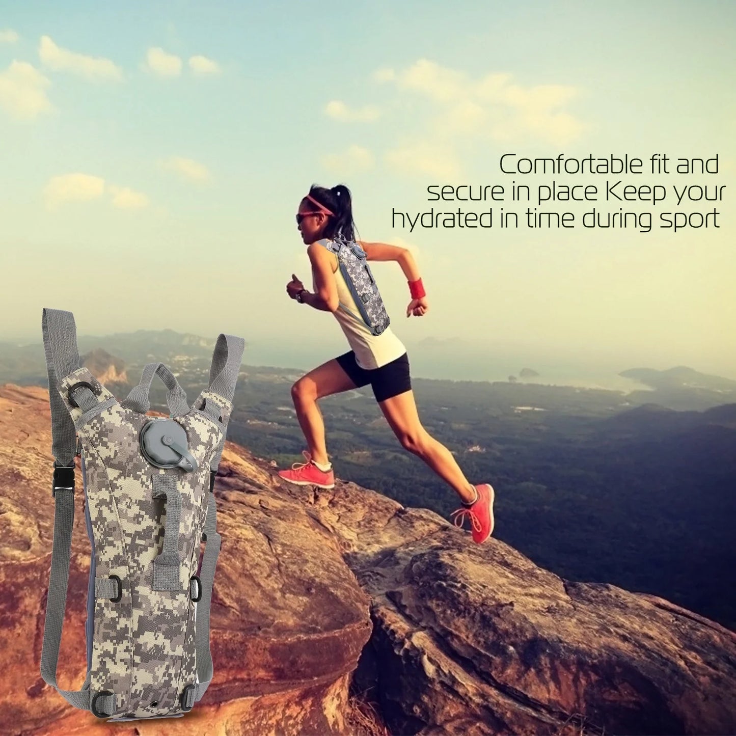 Tactical Hydration Backpack Water Pack Hydration Bladder Leak Proof 3L Water Bag for Camping Running Climbing Biking Hiking