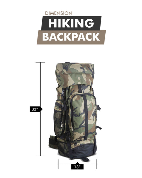Travel Backpack - Waterproof Hiking & Camping Backpack - Large Lightweight Heavy Duty Outdoor Camouflage 30" Day Pack
