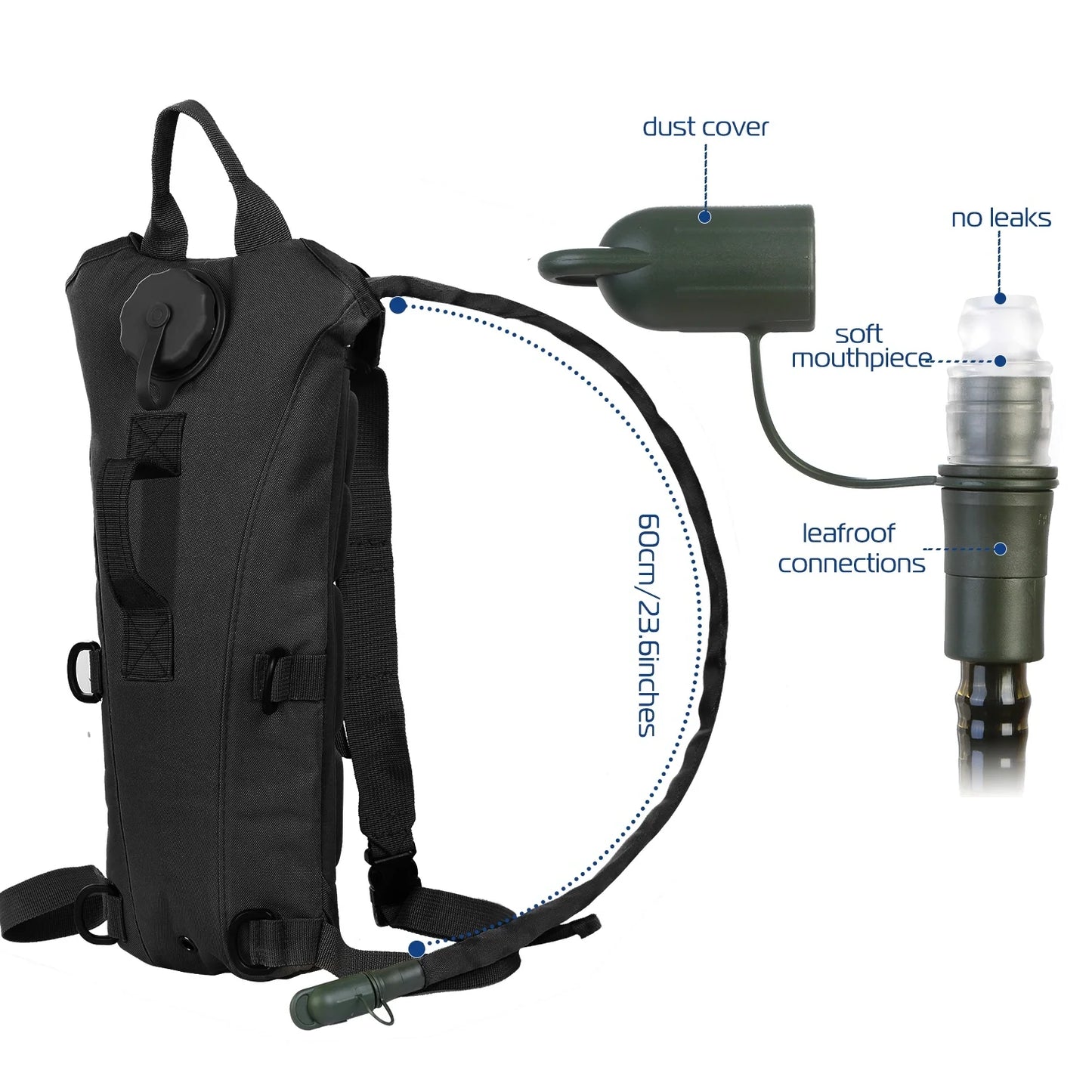 Tactical Hydration Backpack Water Pack Hydration Bladder Leak Proof 3L Water Bag for Camping Running Climbing Biking Hiking