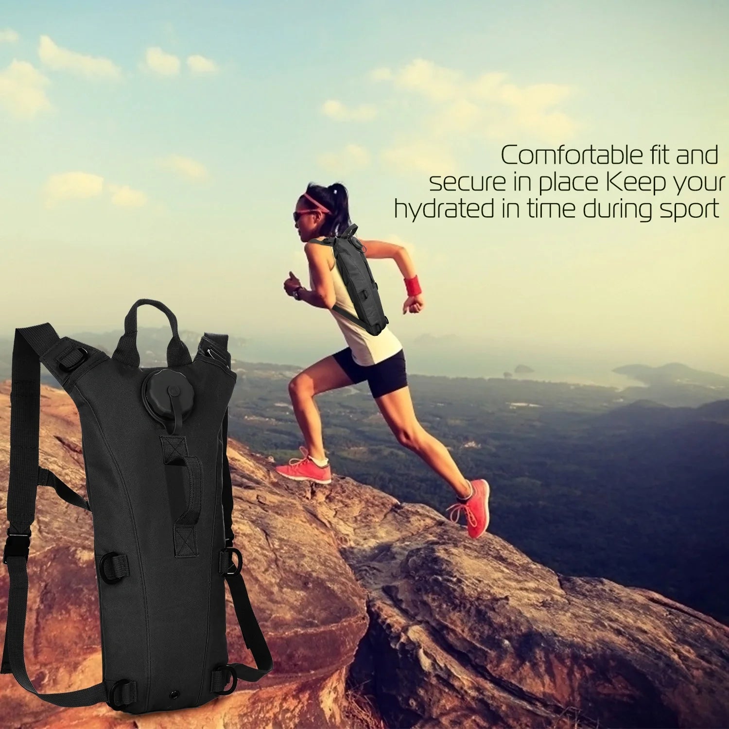 Tactical Hydration Backpack Water Pack Hydration Bladder Leak Proof 3L Water Bag for Camping Running Climbing Biking Hiking
