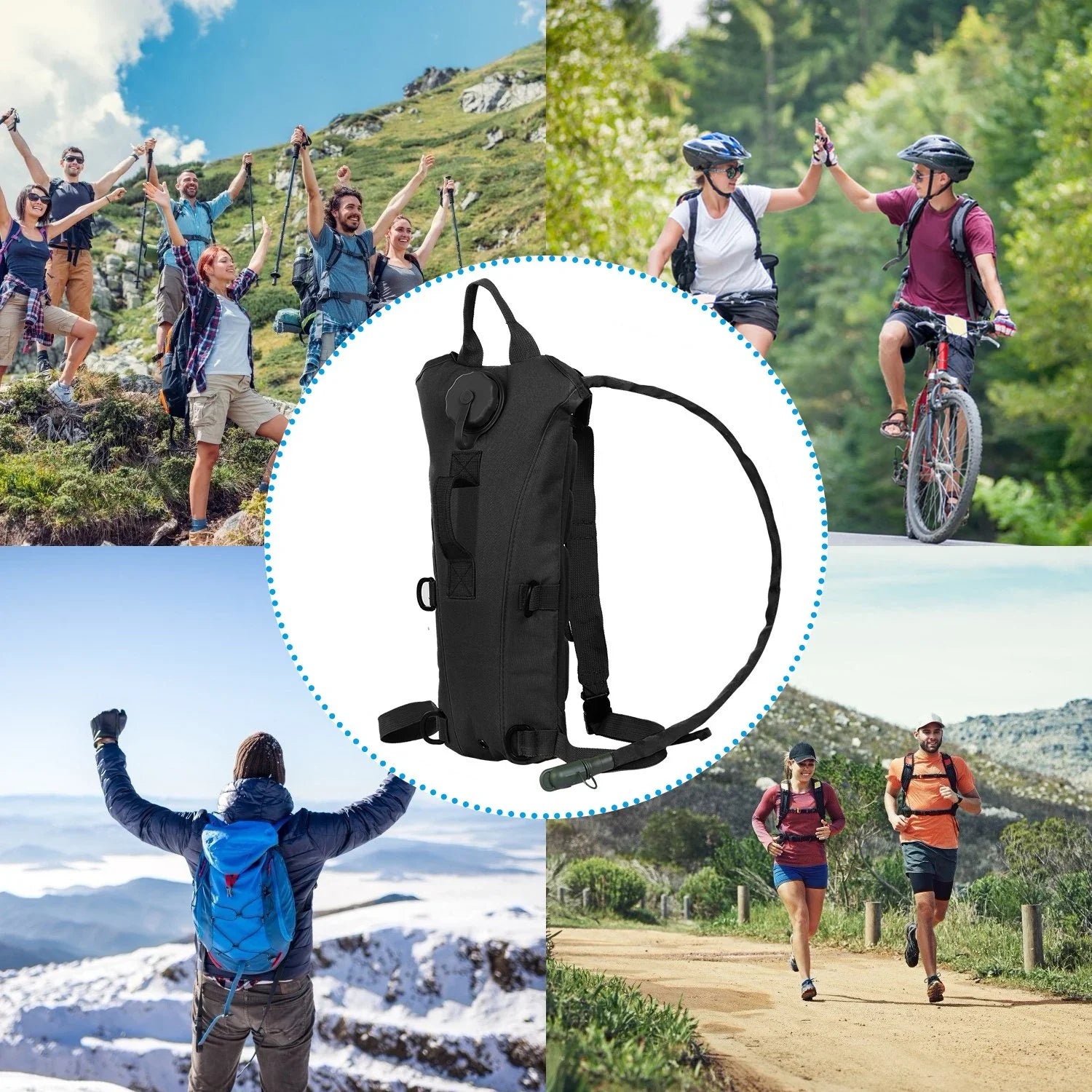 Tactical Hydration Backpack Water Pack Hydration Bladder Leak Proof 3L Water Bag for Camping Running Climbing Biking Hiking