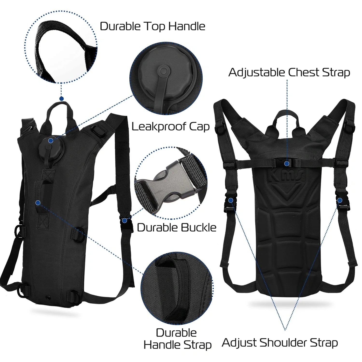Tactical Hydration Backpack Water Pack Hydration Bladder Leak Proof 3L Water Bag for Camping Running Climbing Biking Hiking