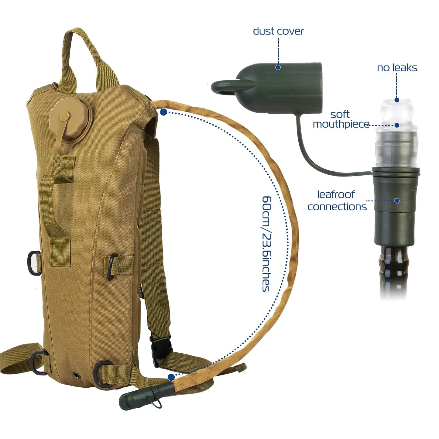 Tactical Hydration Backpack Water Pack Hydration Bladder Leak Proof 3L Water Bag for Camping Running Climbing Biking Hiking