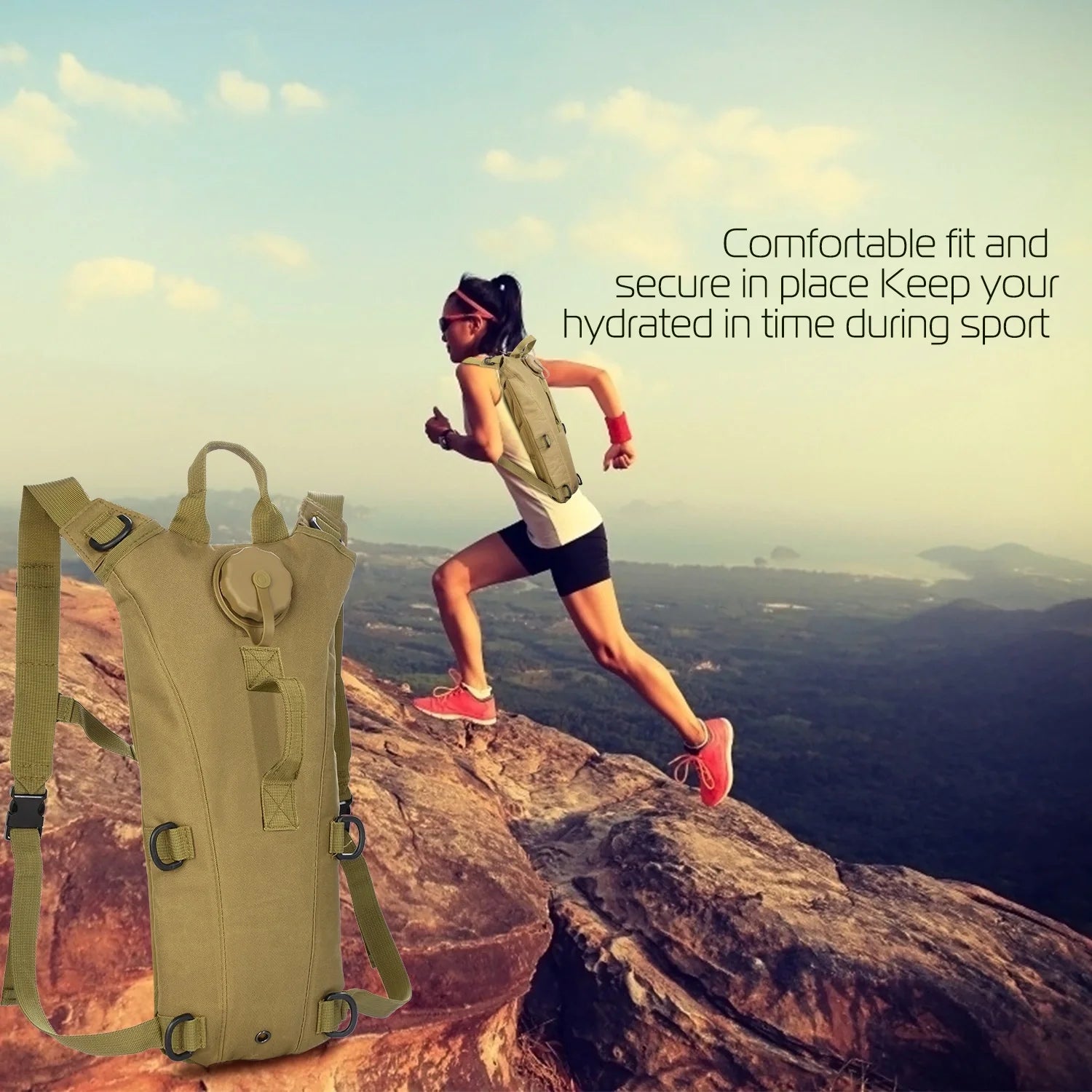 Tactical Hydration Backpack Water Pack Hydration Bladder Leak Proof 3L Water Bag for Camping Running Climbing Biking Hiking