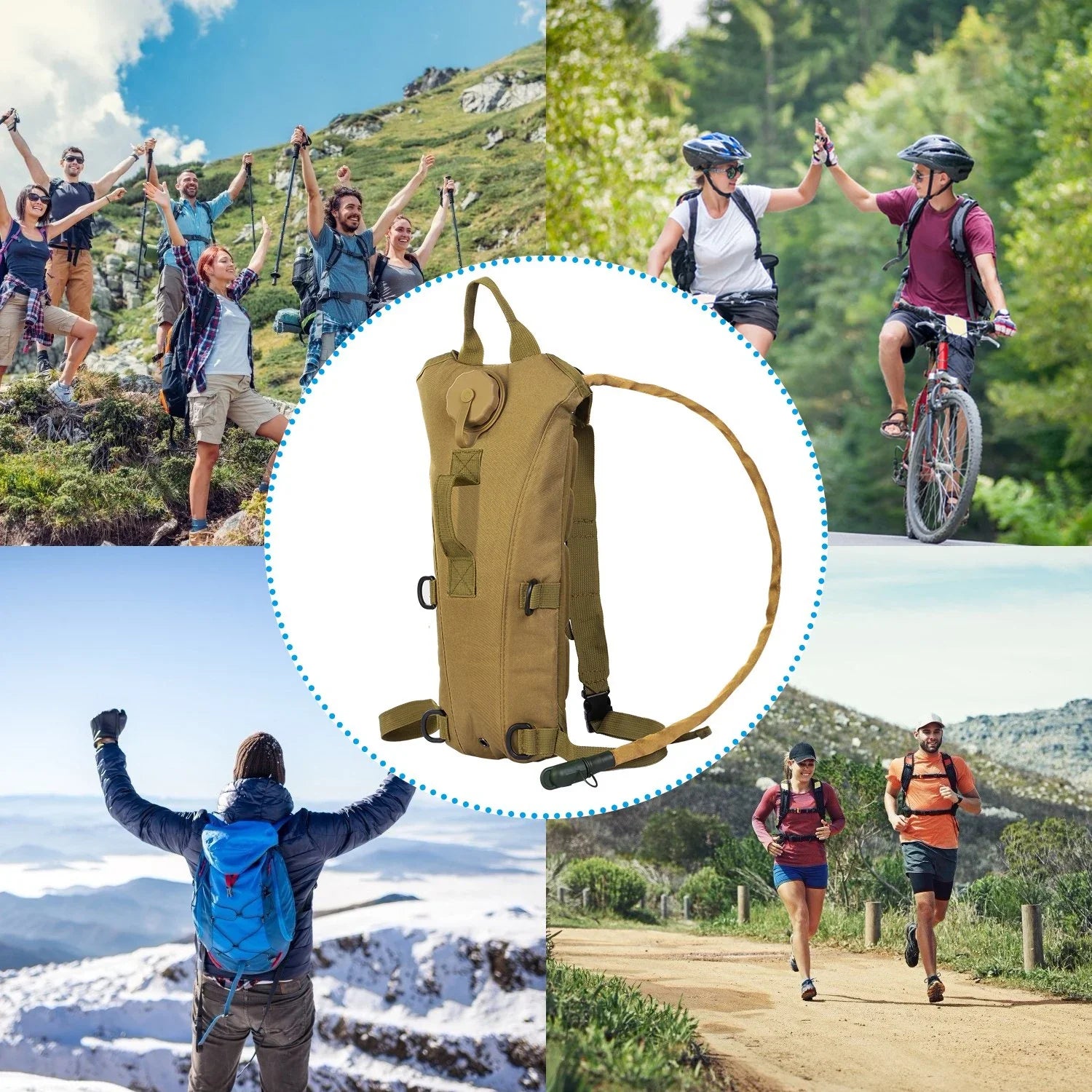 Tactical Hydration Backpack Water Pack Hydration Bladder Leak Proof 3L Water Bag for Camping Running Climbing Biking Hiking