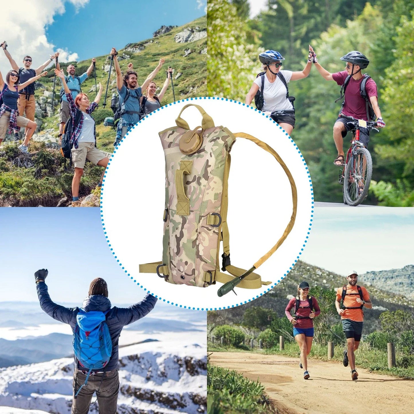 Tactical Hydration Backpack Water Pack Hydration Bladder Leak Proof 3L Water Bag for Camping Running Climbing Biking Hiking