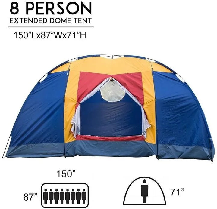 Camping Tent for 8 Person - Waterproof Large Outdoor Tents for Traveling Hiking | Party Tent With Portable Bag