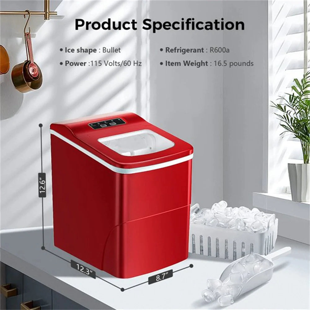 Countertop Ice Maker - Portable Ice Maker & Nugget Ice Machine | Ice Cube Maker 26 Lbs Ice in 24 Hrs